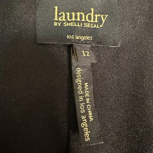 NWT Laundry by Shelli Segal Black Lace Long Sleeve Zip Front Shift Dress Size 12 - Picture 12 of 13